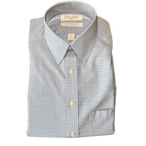 Roundtree & Yorke Gold Label Dress Shirt 14.5-33 SLIM FIT Blue Black No Iron NWT